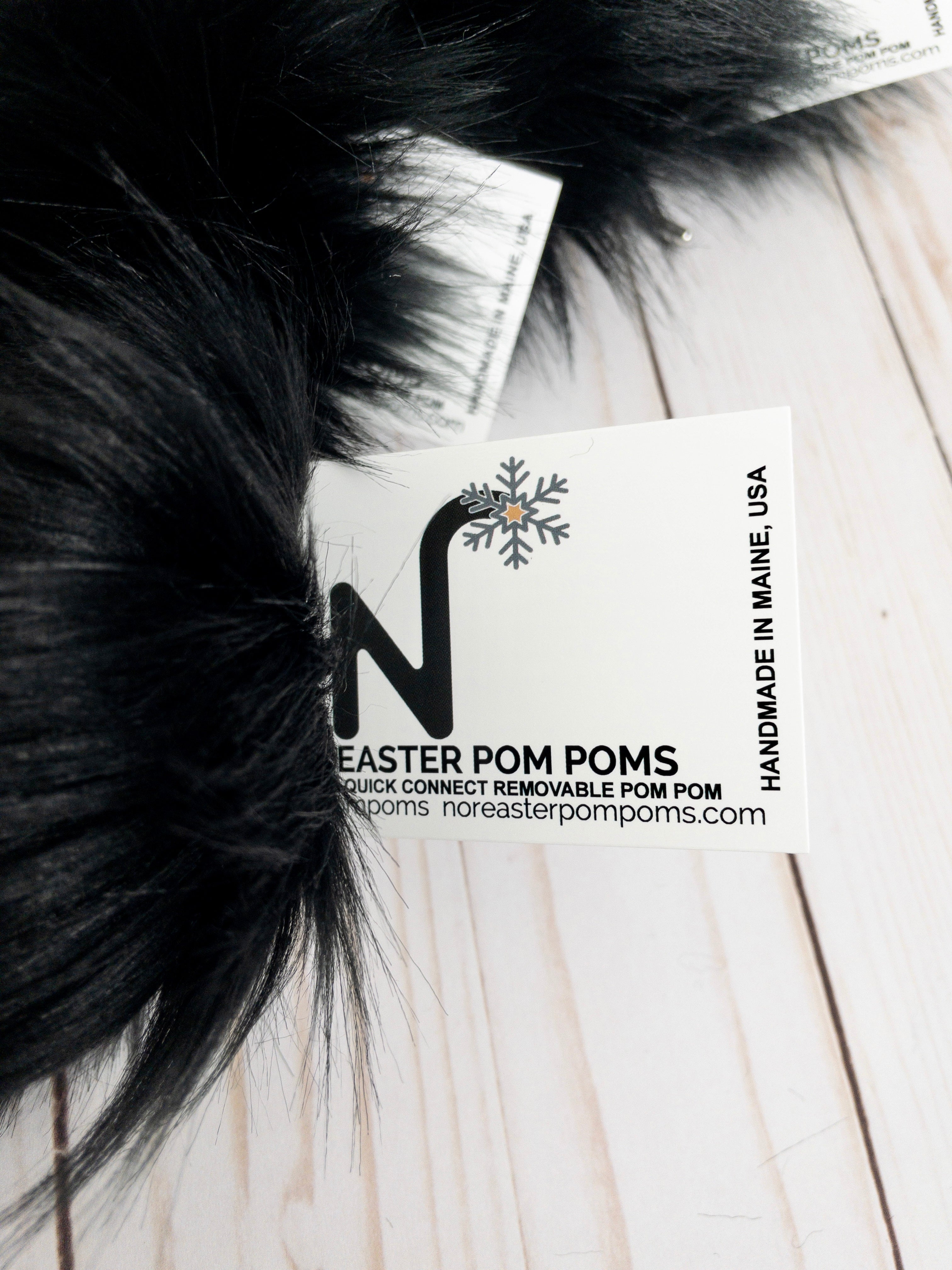 Black Beauty Lux Faux Fur Quick Connect Pom Pom