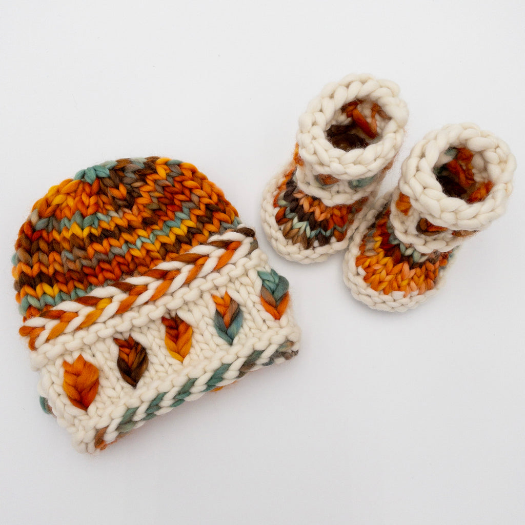 Pumpkin Patch Baby Bootie & Beanie set