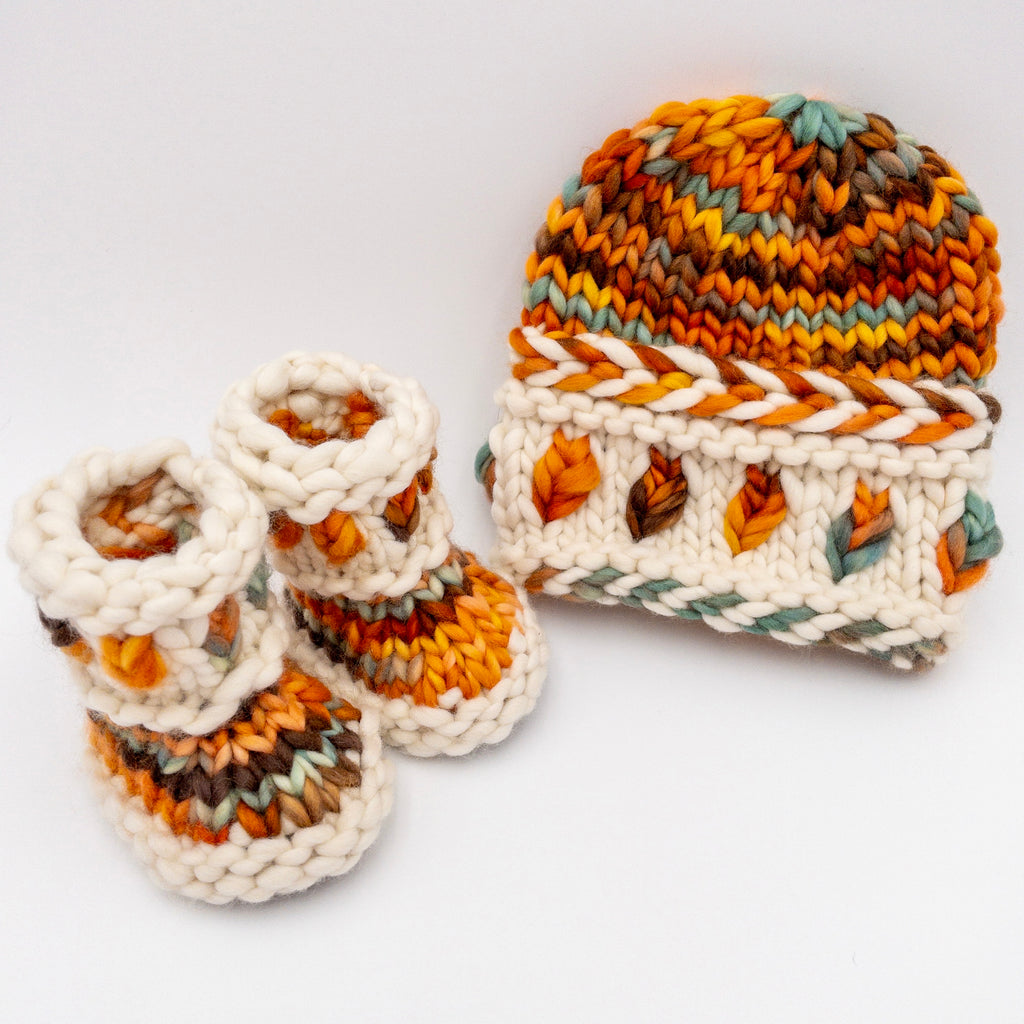 Pumpkin Patch Baby Bootie & Beanie set