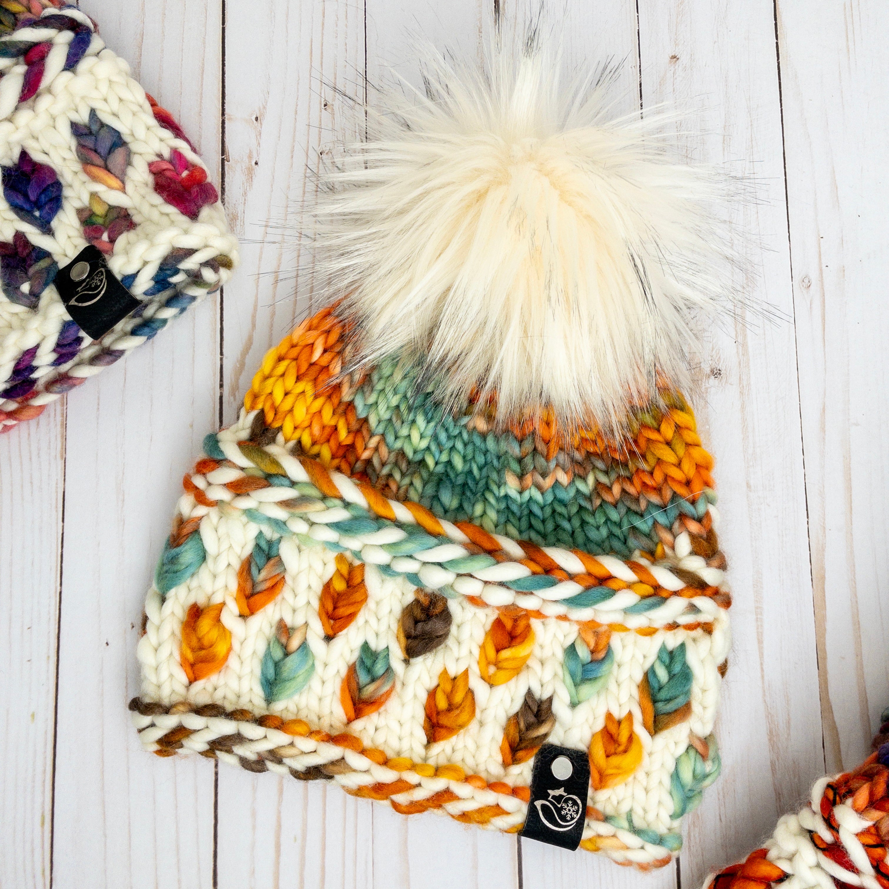 New Leaf Latvian Braid Brim Beanie in Pumpkin Patch
