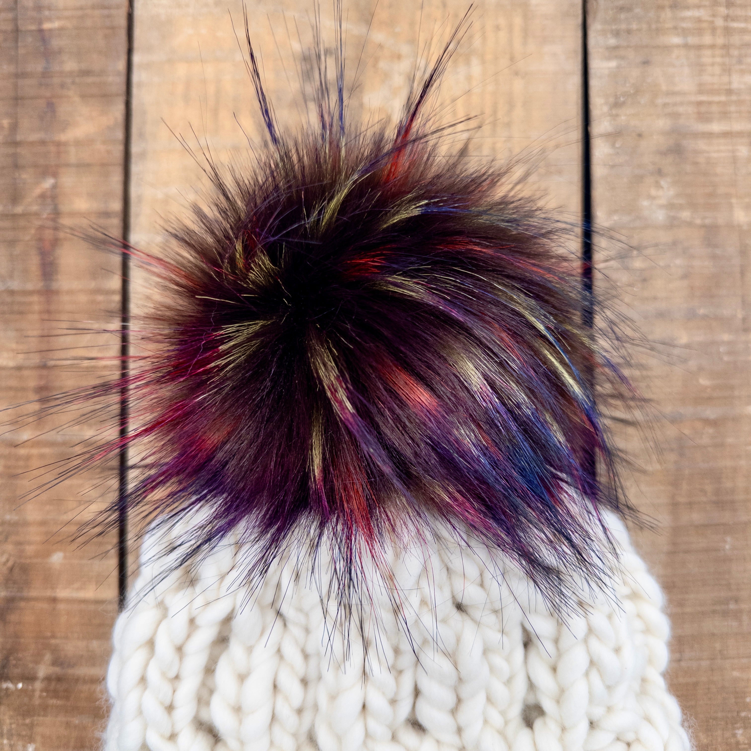 Rooster Long Pile Lux Faux Fur Quick Connect Pom Pom