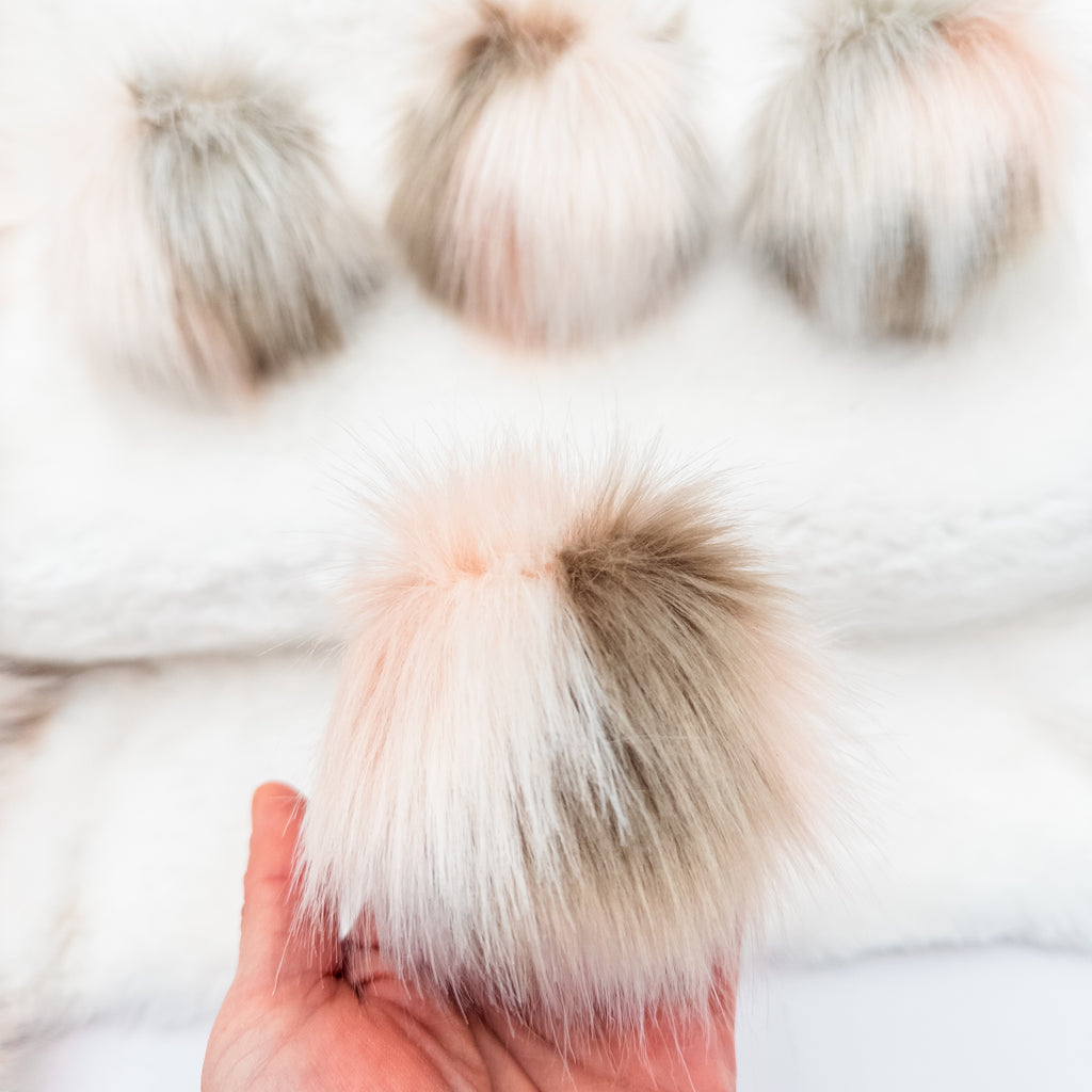 Neapolitan Jacquard Short Pile Lux Faux Fur Quick Connect Pom Pom