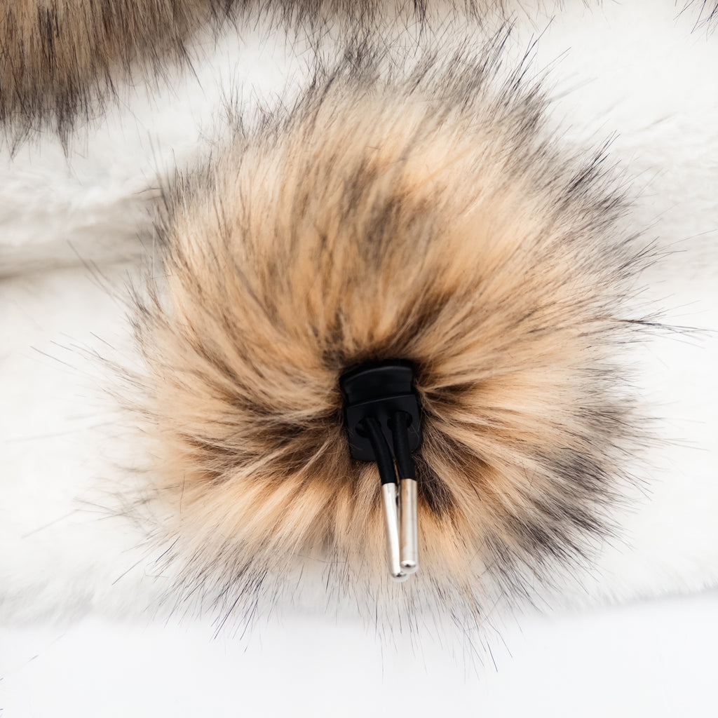 Baby Tundra Wolf Lux Faux Fur Quick Connect Pom Pom