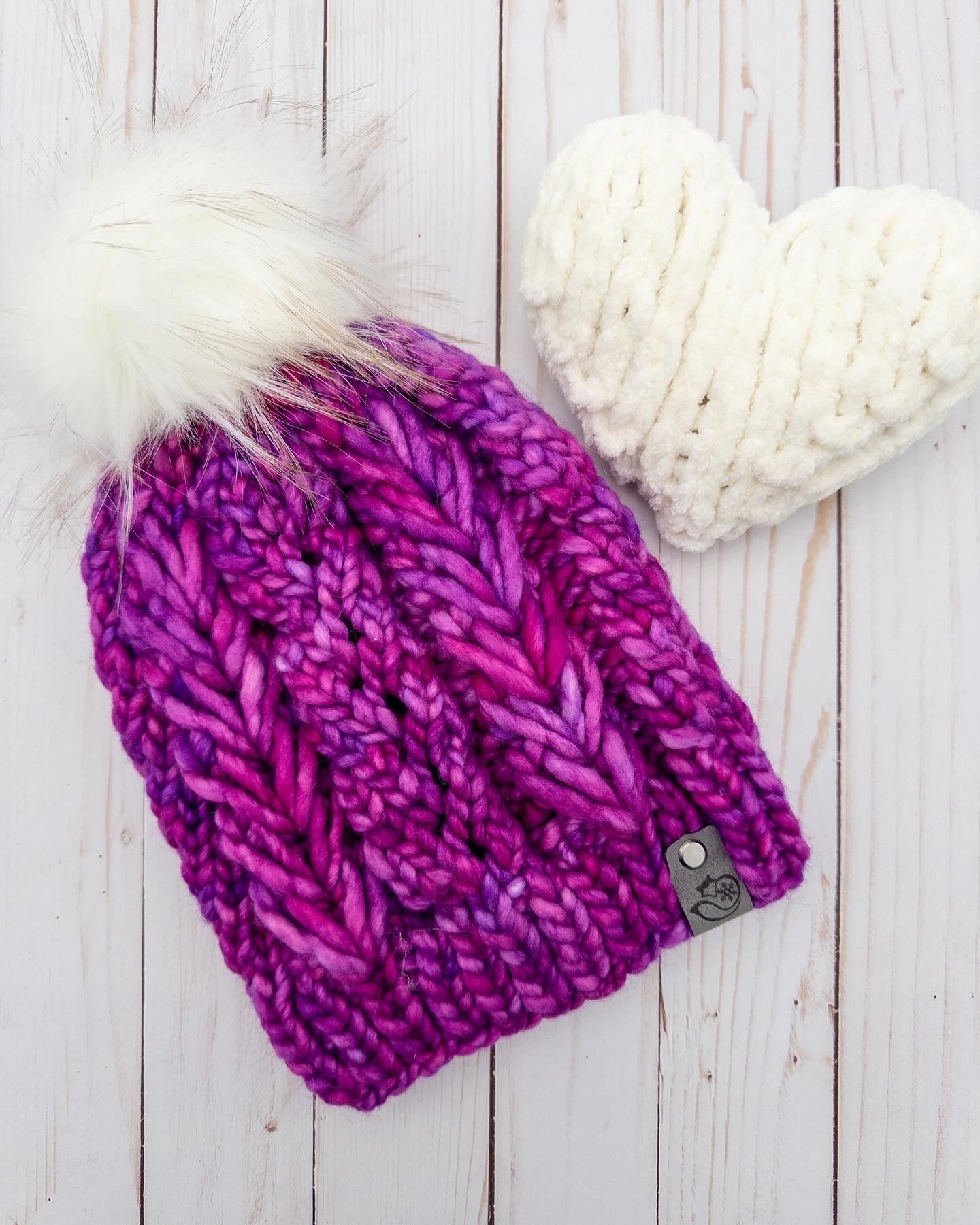Hearts and Lace Merino Wool Beanie in Baya Electrica