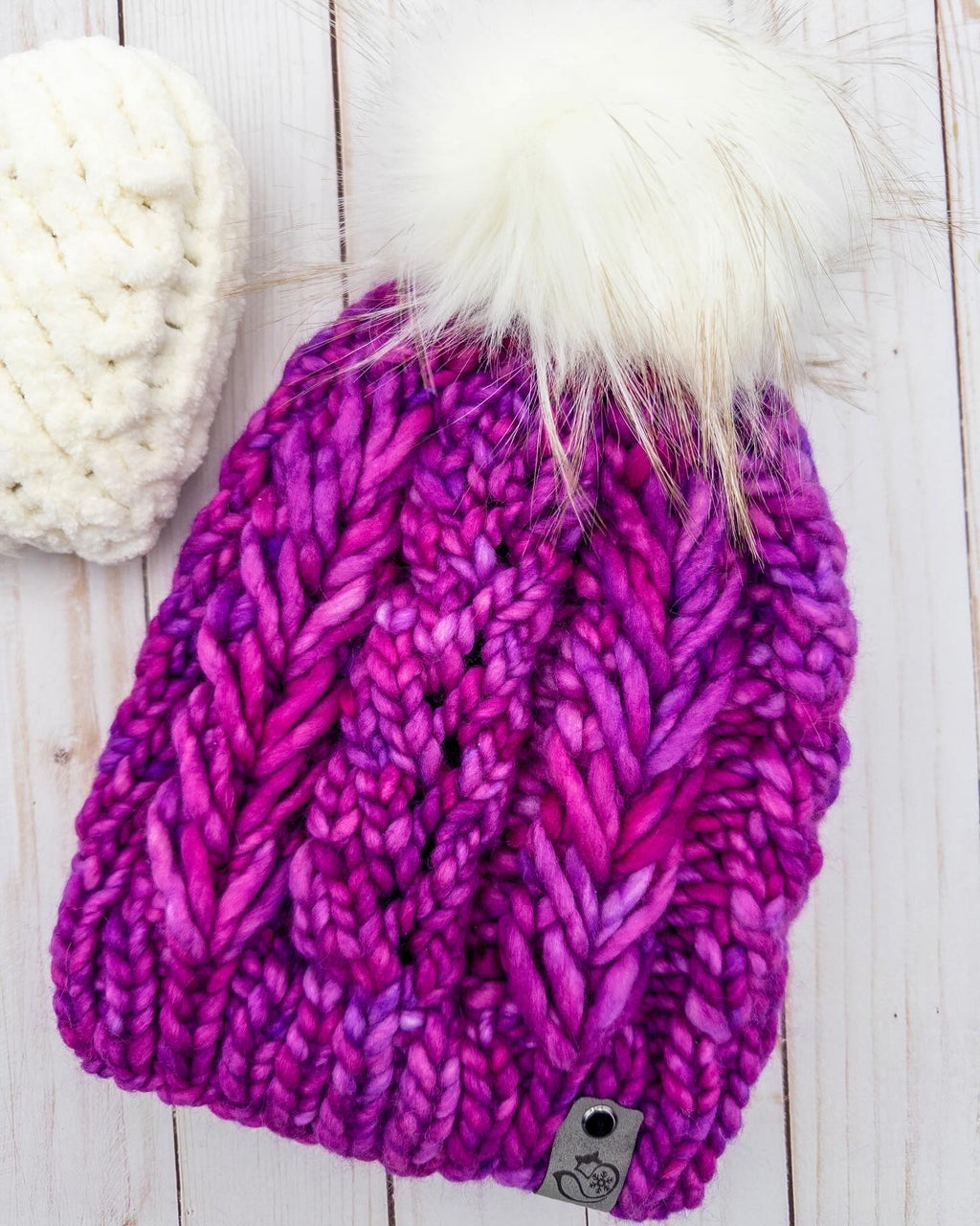Hearts and Lace Merino Wool Beanie in Baya Electrica