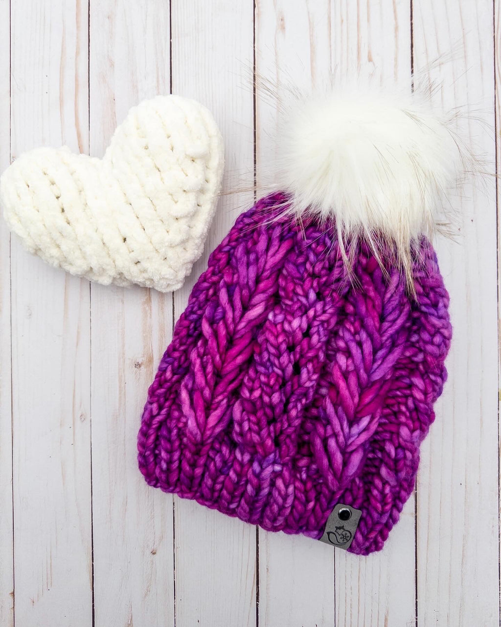 Hearts and Lace Merino Wool Beanie in Baya Electrica