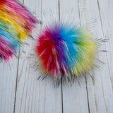 Rainbow Bright Lux Faux Fur Quick Connect Pom Pom