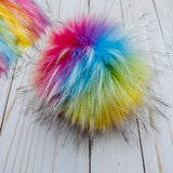 Rainbow Bright Lux Faux Fur Quick Connect Pom Pom