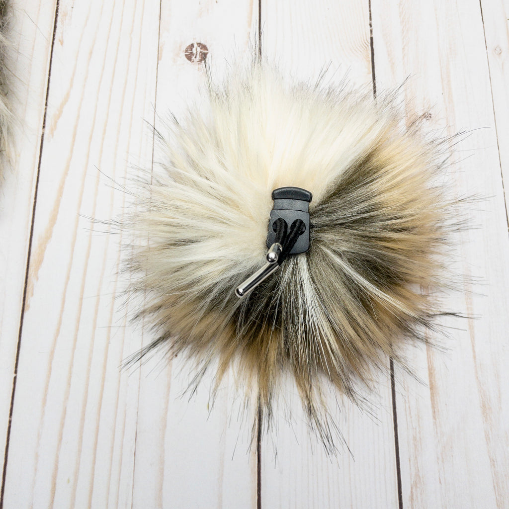 Mojave Desert Wolf Lux Faux Fur Quick Connect Pom Pom