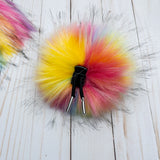 Rainbow Bright Lux Faux Fur Quick Connect Pom Pom