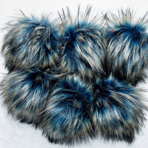 Blue Moonlit Walk Lux Faux Fur Quick Connect Pom Pom