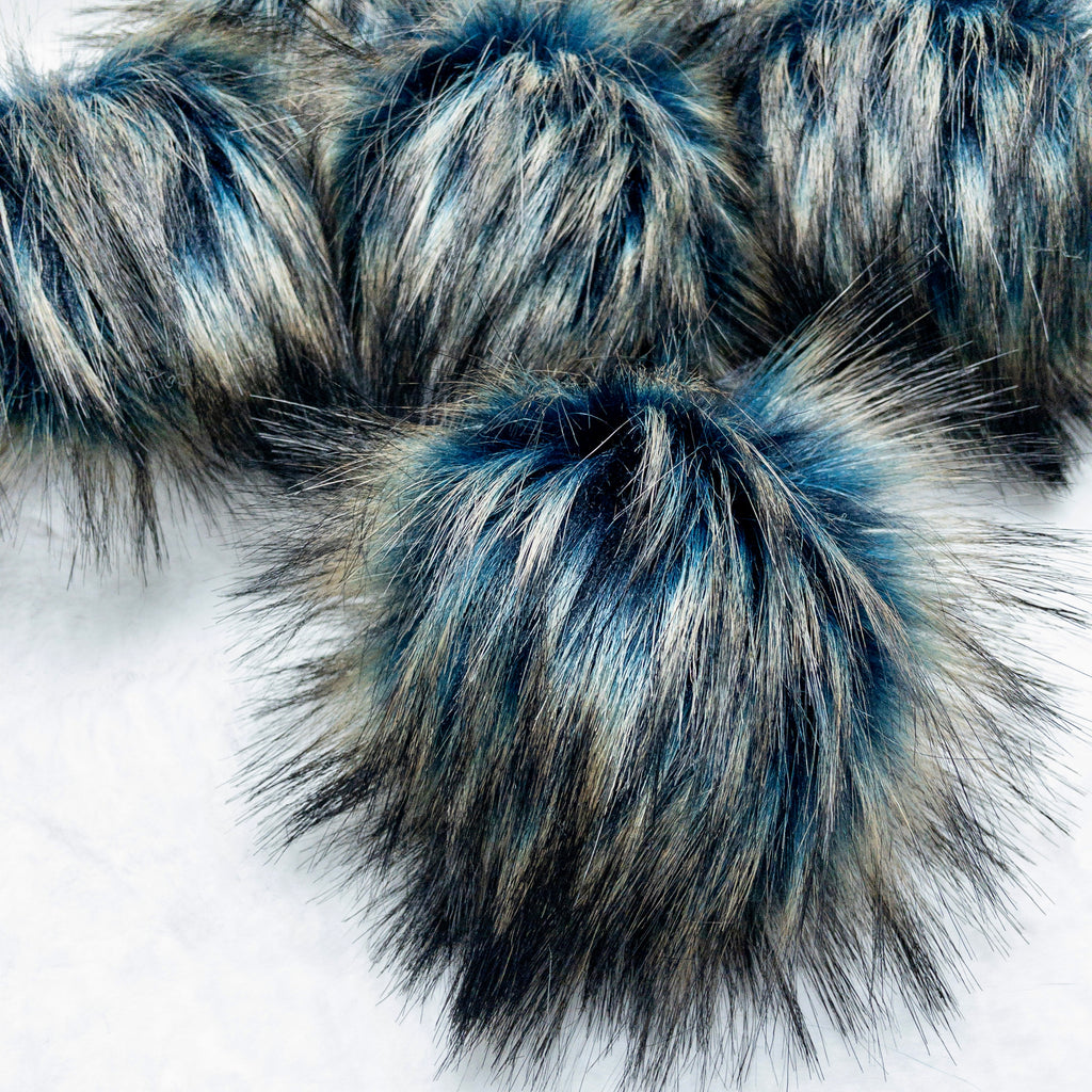 Blue Moonlit Walk Lux Faux Fur Quick Connect Pom Pom