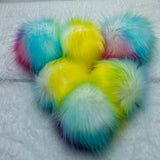 Rainbow Lux Faux Fur Quick Connect Pom Pom