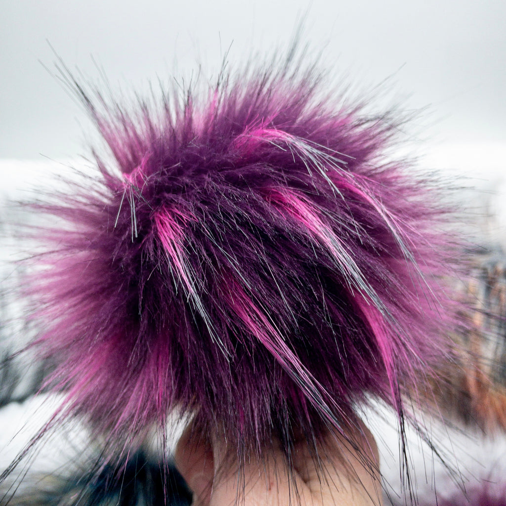 Berry Super Lux Faux Fur Quick Connect Pom Pom