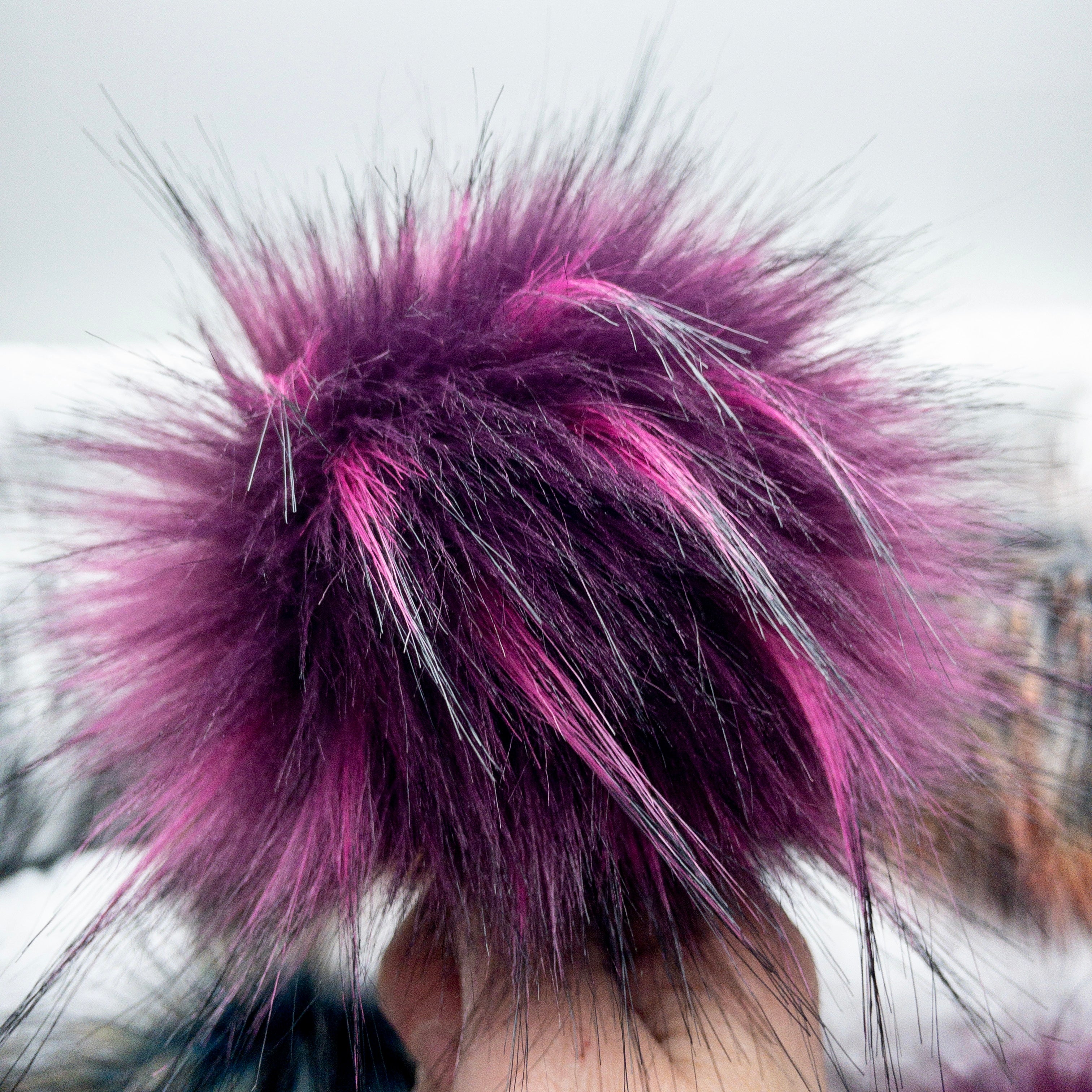 Berry Super Lux Faux Fur Quick Connect Pom Pom