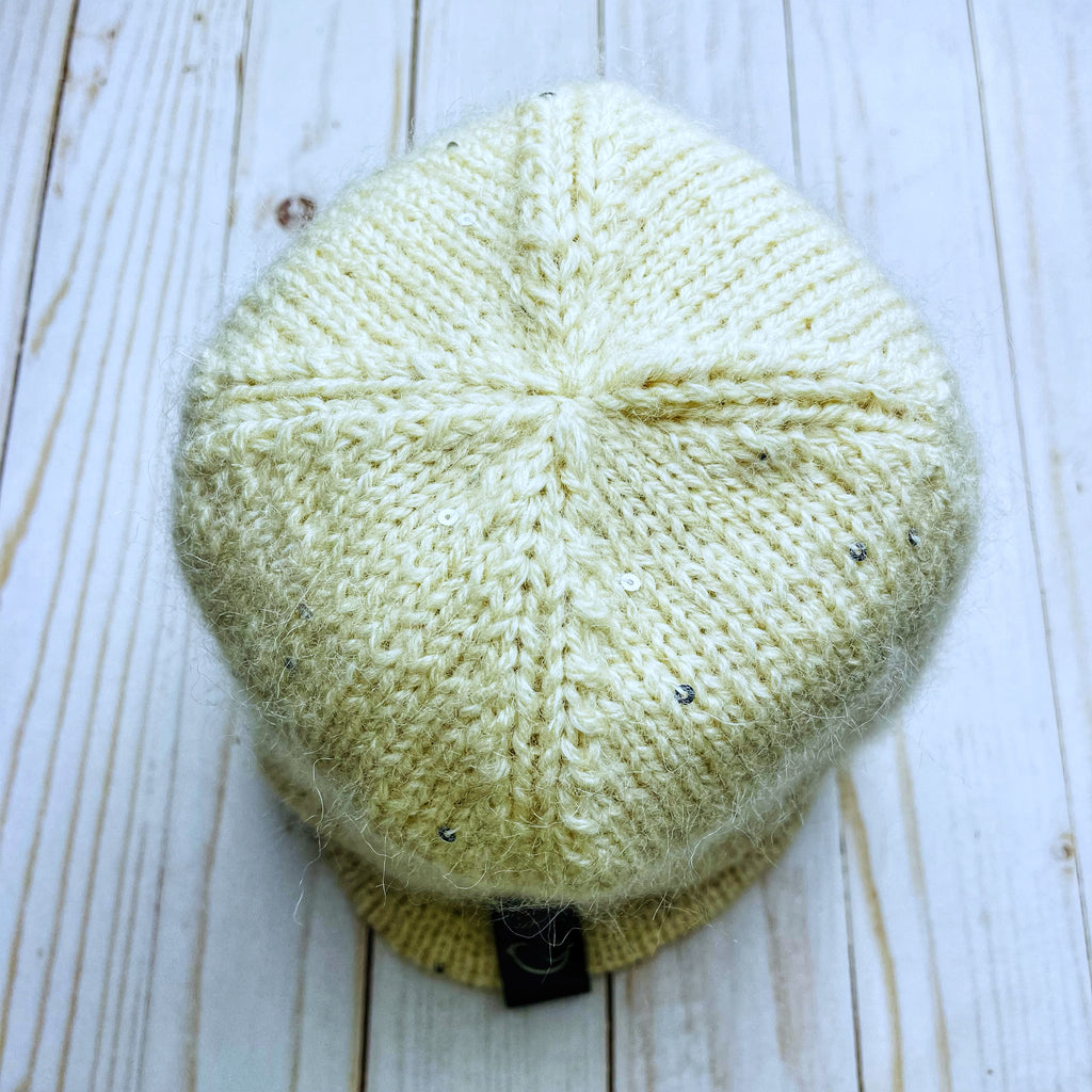 Sequin Mallow Double Spokes Merino Wool Beanie