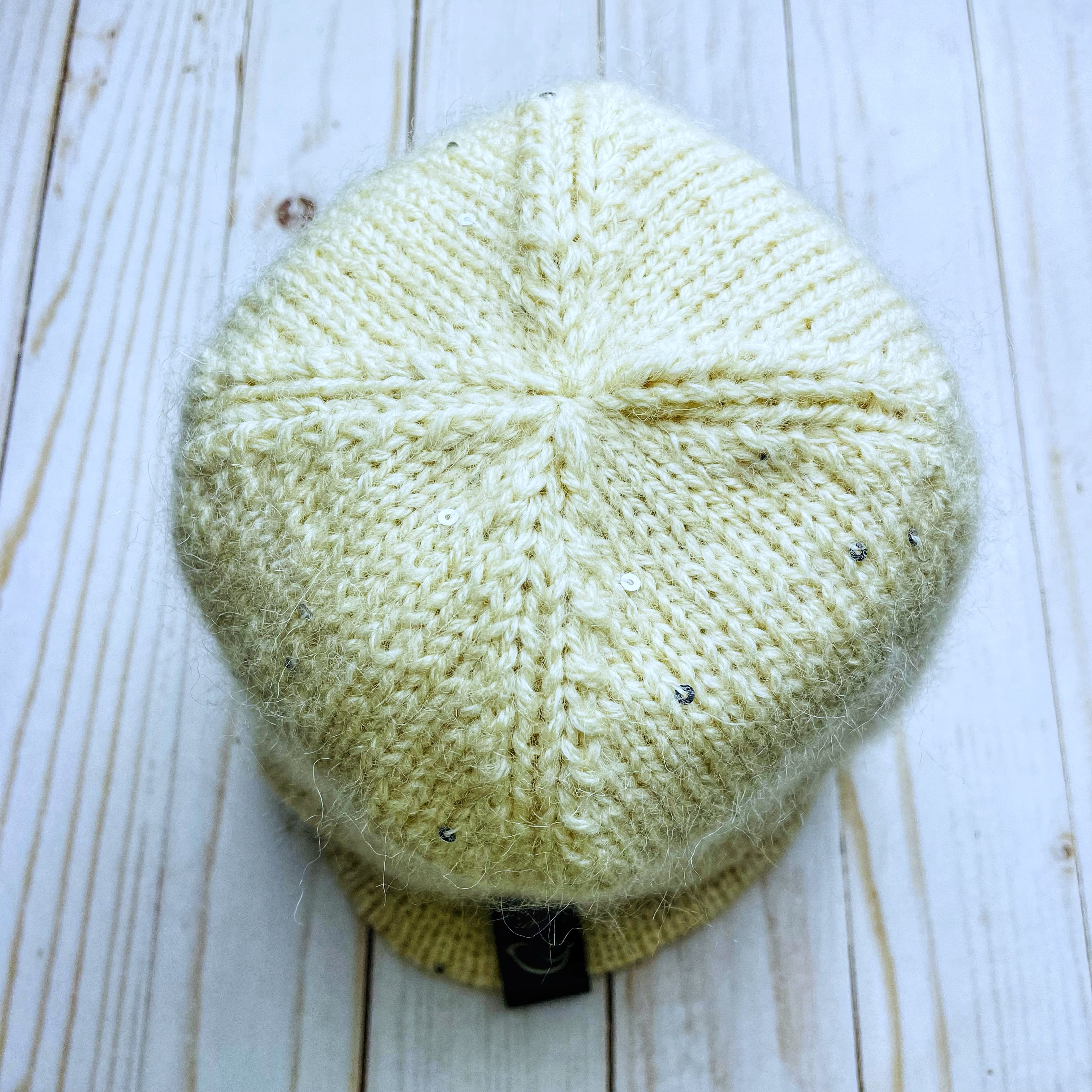 Sequin Mallow Double Spokes Merino Wool Beanie