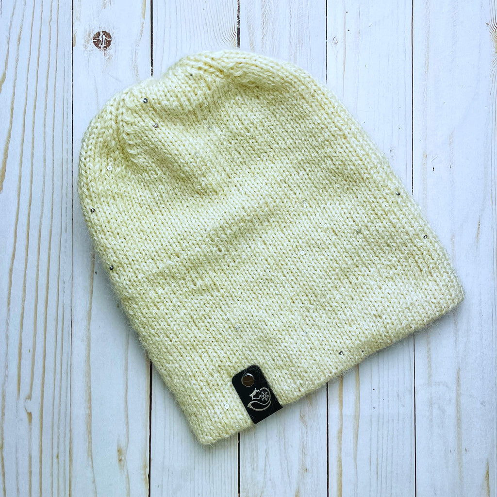Sequin Mallow Double Spokes Merino Wool Beanie