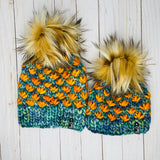 Indacita Sunset Lotus Flower Beanie 100% Merino Wool