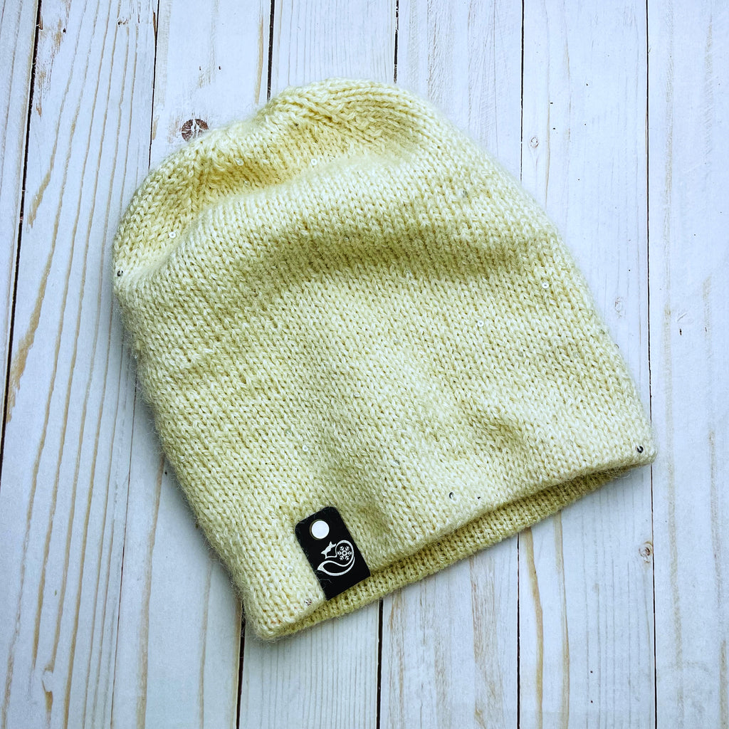 Sequin Mallow Double Spokes Merino Wool Beanie