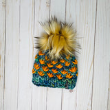 Indacita Sunset Lotus Flower Beanie 100% Merino Wool