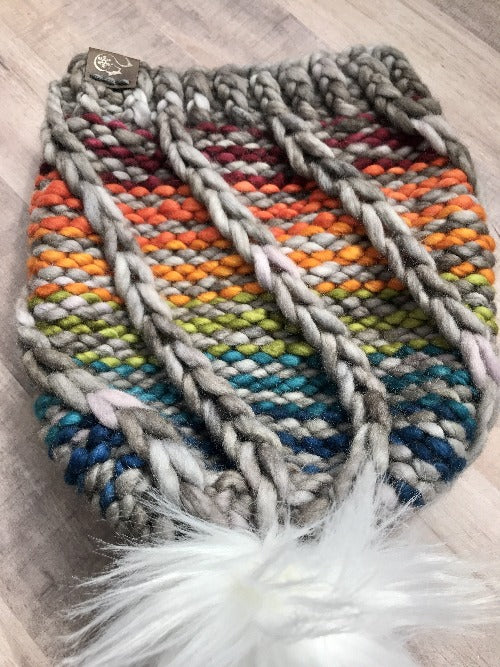 Rainbow Swirl 100% Malabrigo Rasta Merino Wool Beanie Hat by Nor'easter Knits