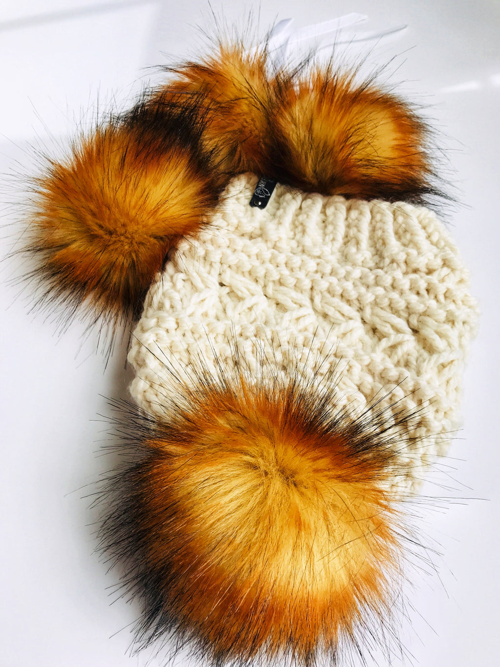 The Penny Toque Beanie Hat in Fisherman with Fire Wolf Pom Pom