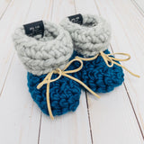 Silver Blue Coral Luxury Baby Booties