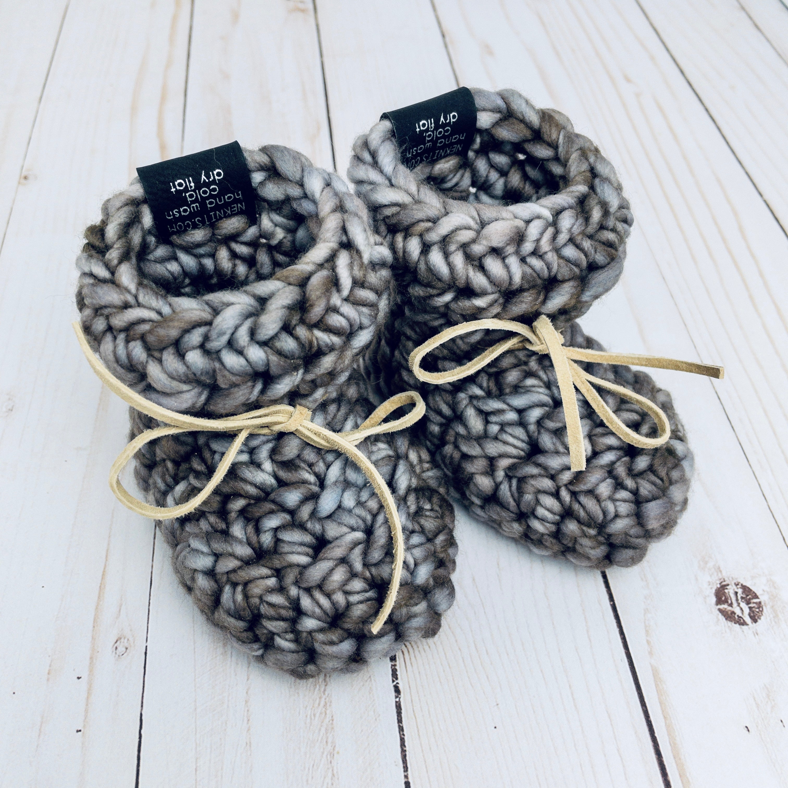 Summer Storm Sombras Luxury Crochet Baby Booties