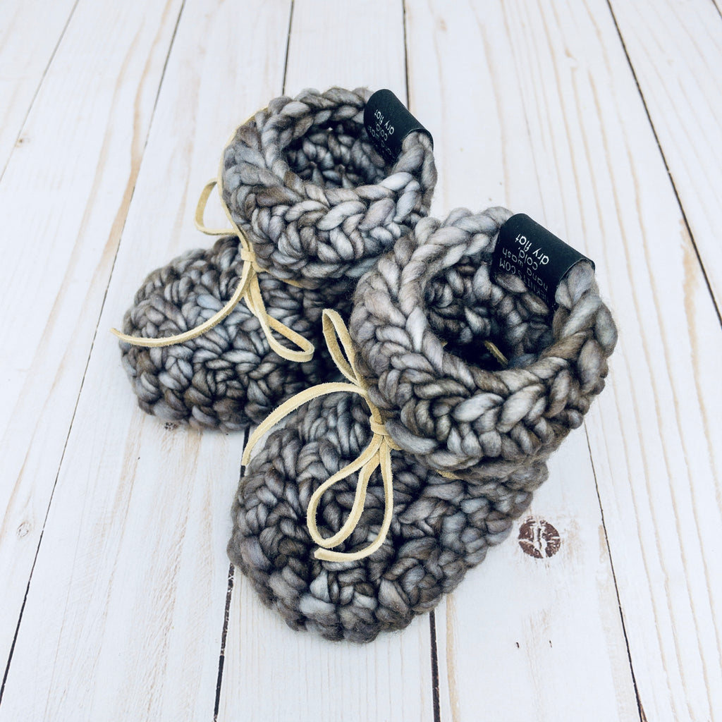 Summer Storm Sombras Luxury Crochet Baby Booties