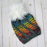 Rainbow Swirl Merino Wool Beanie Hat