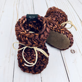 Belgian Chocolate Moose Luxury Crochet Baby Booties