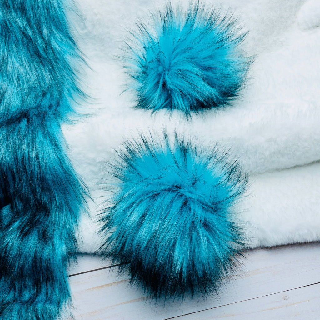 Turquois Husky Lux Faux Fur Quick Connect Pom Pom
