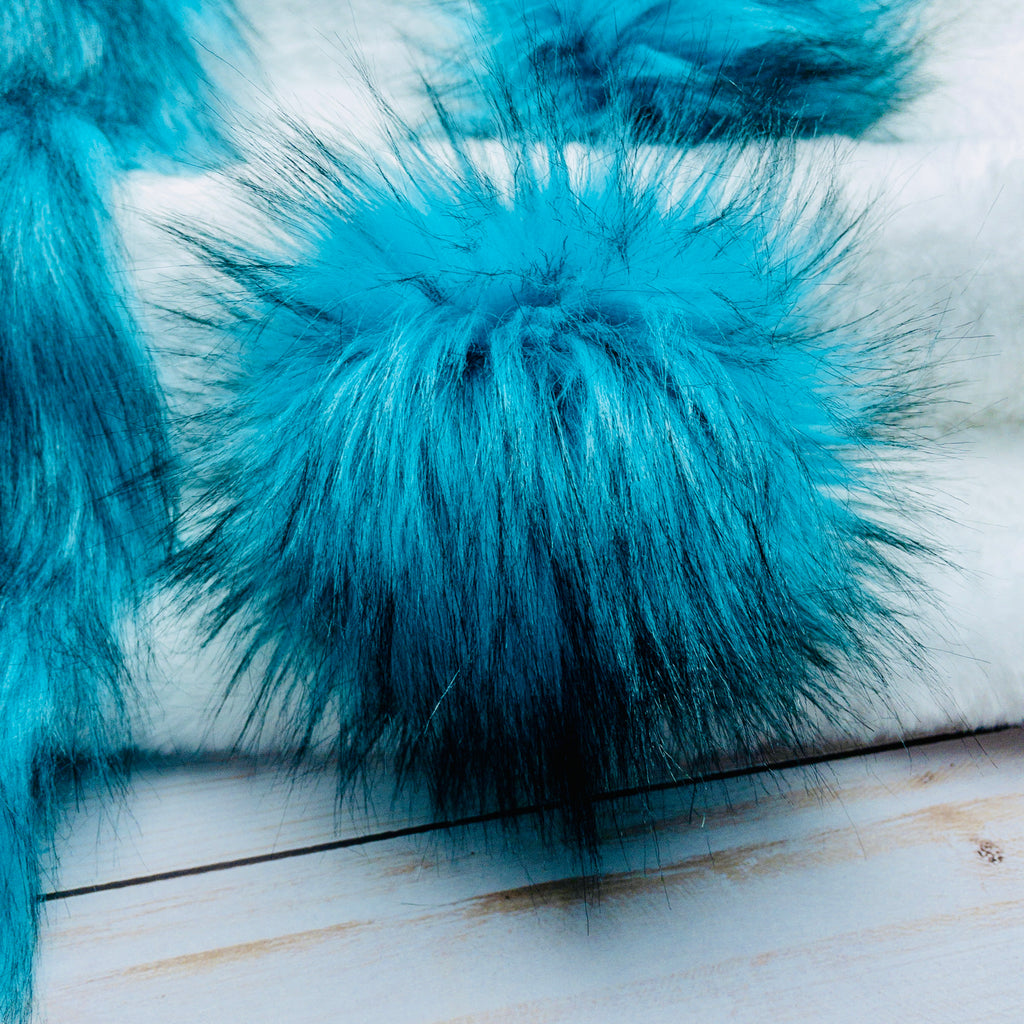 Turquois Husky Lux Faux Fur Quick Connect Pom Pom