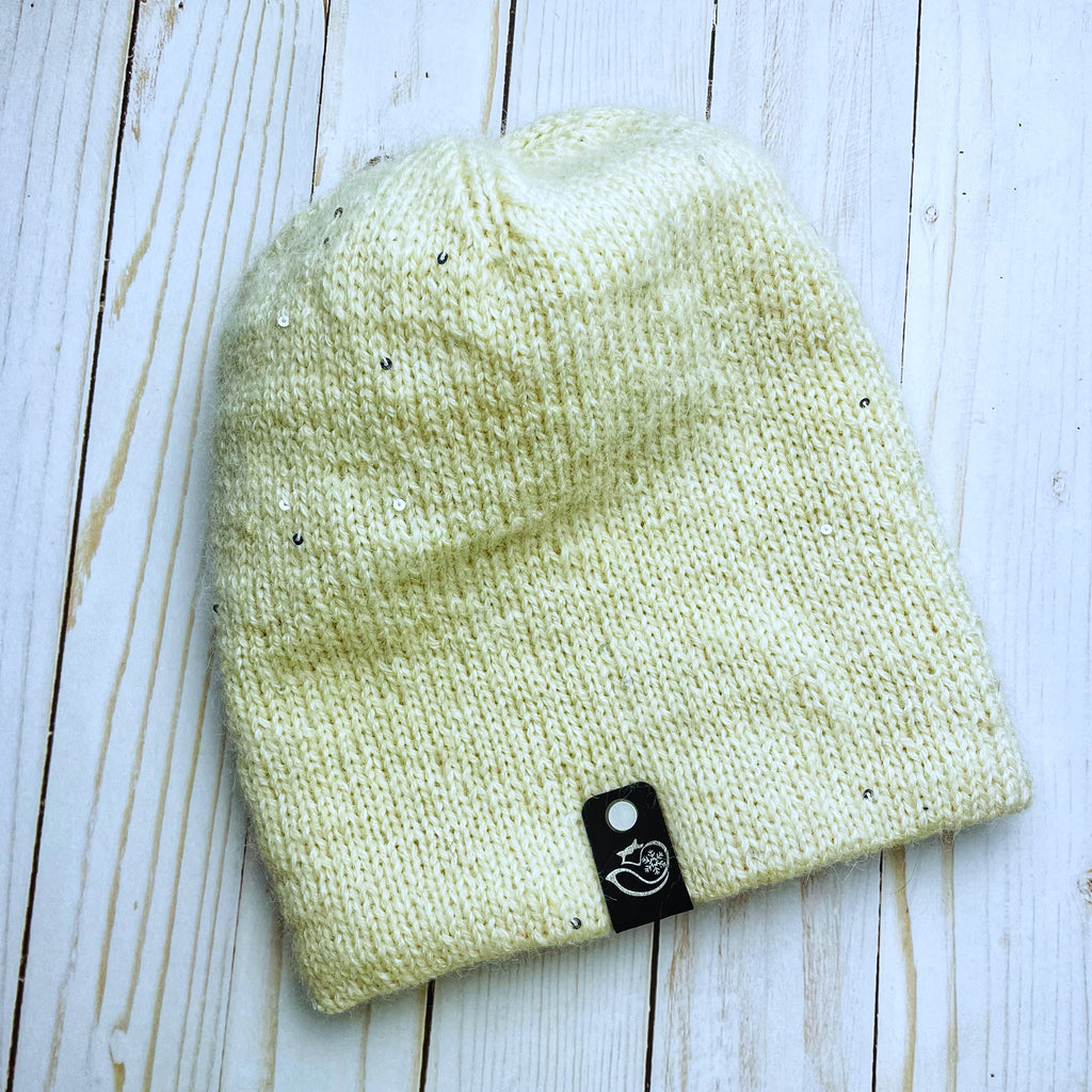Sequin Mallow Double Spokes Merino Wool Beanie