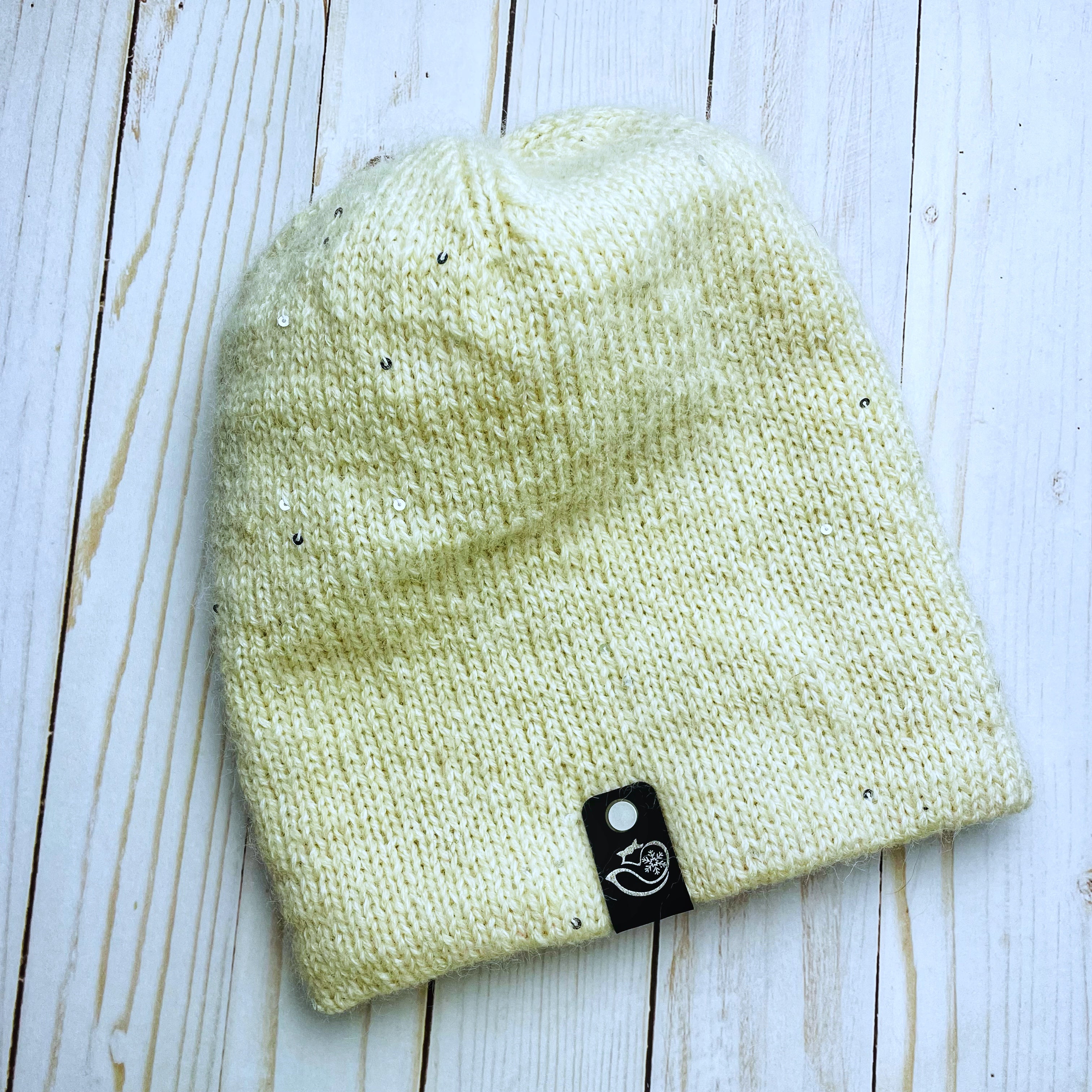 Sequin Mallow Double Spokes Merino Wool Beanie